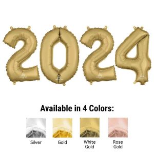 Phrases & Number Kits | 16 Inch 2024 – Anagram Numbers Kit (Air-Fill Only) Foil Balloons Phrases & Number Kits