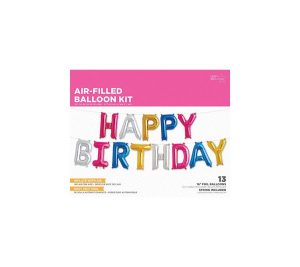 Phrases & Number Kits | 16 Inch Happy Birthday Kit – Multicolor (Air-Fill Only) Foil Balloons Phrases & Number Kits