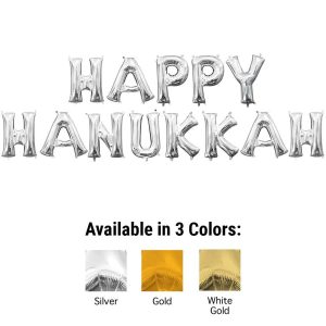 Phrases & Number Kits | 16 Inch Happy Hanukkah – Anagram Letters Kit (Air-Fill Only) Foil Balloons Phrases & Number Kits