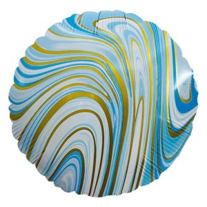 Rounds | 18 Inch Agate Round – Blue & Gold Foil Balloons Rounds