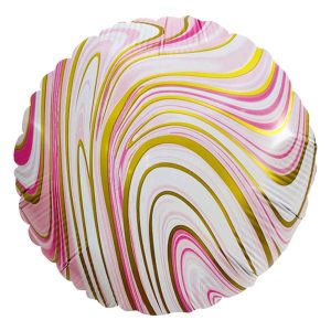 Rounds | 18 Inch Agate Round – Pink & Gold Foil Balloons Rounds