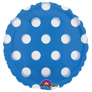 Rounds | 18 Inch Circle- Dots Blue Foil Balloons Rounds