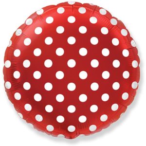 Rounds | 18 Inch Circle – Red With White Polka Dots Foil Balloons Rounds