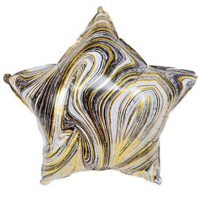 Stars | 18 Inch Agate Star – Black & Gold Foil Balloons Stars