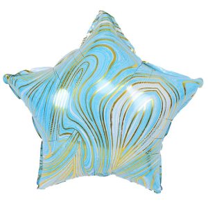 Stars | 18 Inch Agate Star – Blue & Gold Foil Balloons Stars