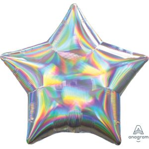 Stars | 19 Inch Star – Iridescent Silver Foil Balloons Stars