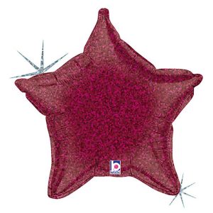 Stars | 21 Inch Burgundy Holographic Star Foil Balloons Stars