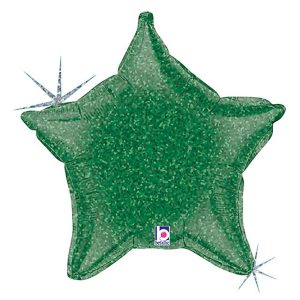 Stars | 21 Inch Green Holographic Star Foil Balloons Stars