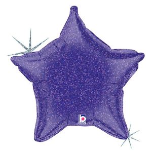 Stars | 21 Inch Purple Holographic Star Foil Balloons Stars