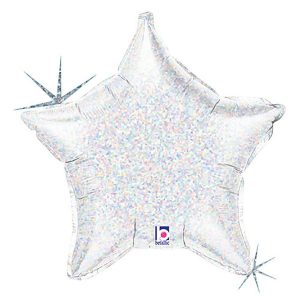 Stars | 21 Inch Silver Holographic Star Foil Balloons Stars