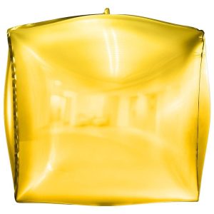 Orbz & Mirror Balloons | 3D Cube – Gold Foil Balloons Orbz & Mirror Balloons