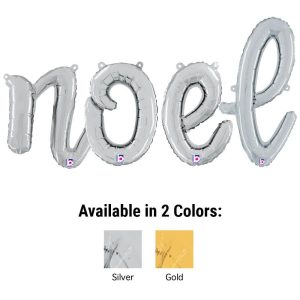 Phrases & Number Kits | Noel – Betallic Script Letters Kit (Air-Fill Only) Foil Balloons Phrases & Number Kits