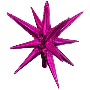 Stars-Bursts | 3D Star-Burst All-In-One – Metallic Magenta (Air-Fill Only) Foil Balloons Stars-Bursts