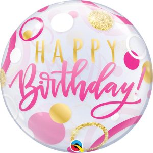 Feliz Cumpleanos Globos | 22 Inch Bubble – Birthday Pink & Gold Dots Feliz Cumpleanos Globos Feliz Cumpleanos Globos