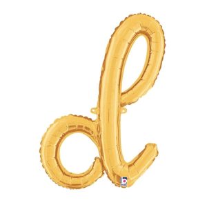 Foil Letters | 24 Inch Script Letter D Gold (Air-Fill Only) Foil Balloons Foil Letters