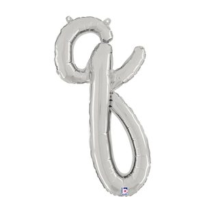 Foil Letters | 24 Inch Script Letter Q Silver (Air-Fill Only) Foil Balloons Foil Letters