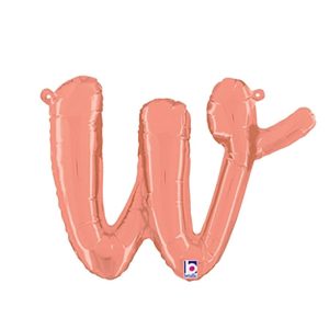 Foil Letters | 14 Inch Script Letter W – Rose Gold (Air-Fill Only) Foil Balloons Foil Letters