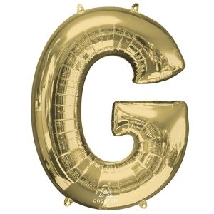 Foil Letters | 34 Inch Letter G – Anagram – White Gold Foil Balloons Foil Letters